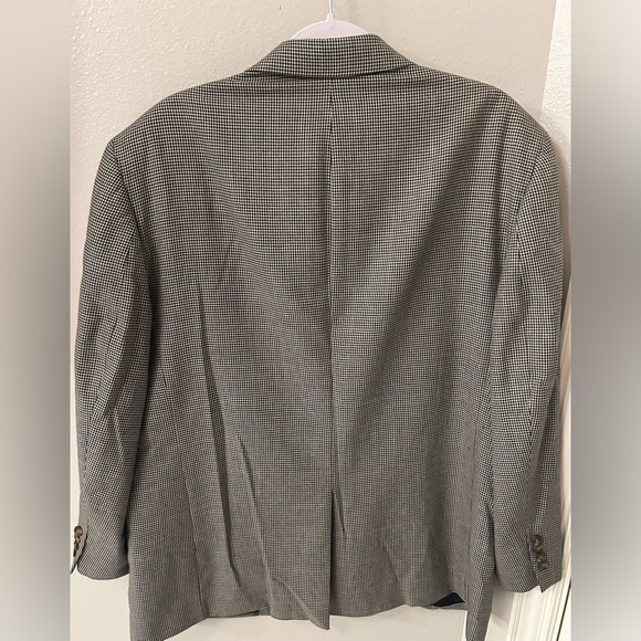 JoS A Bank Wool Silk Jacket Sport Coat Brown Houndstooth Men's 46R 2 Buttons - Picture 2 of 7